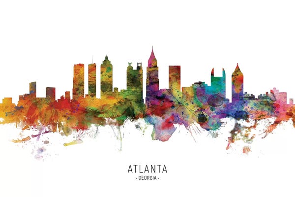 Georgia: Color Splash Atlanta Georgia Skyline by Michael Tompsett