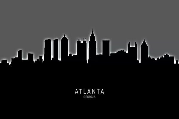 Industrial Office: Black On Gray Atlanta Georgia Skyline by Michael Tompsett