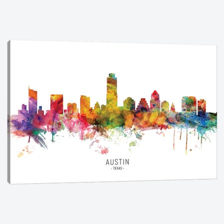 Austin Texas Skyline Canvas Print #MTO1793} by Michael Tompsett Canvas Wall Art