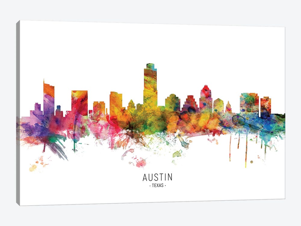 Austin Texas Skyline by Michael Tompsett 1-piece Canvas Art