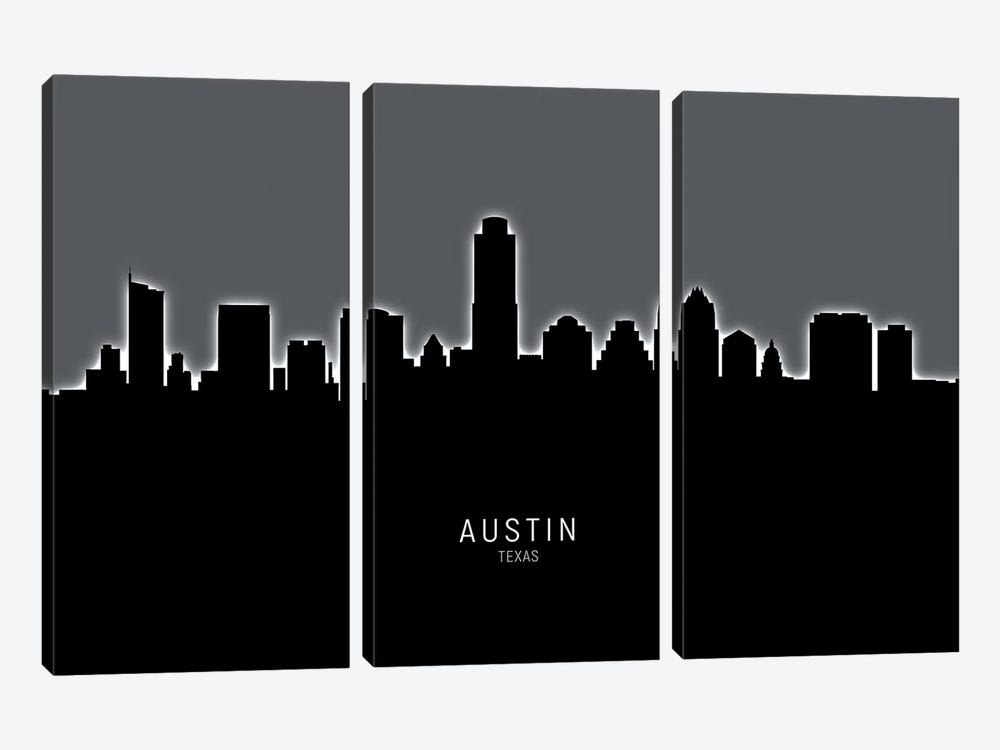 Austin Texas Skyline by Michael Tompsett 3-piece Canvas Art Print