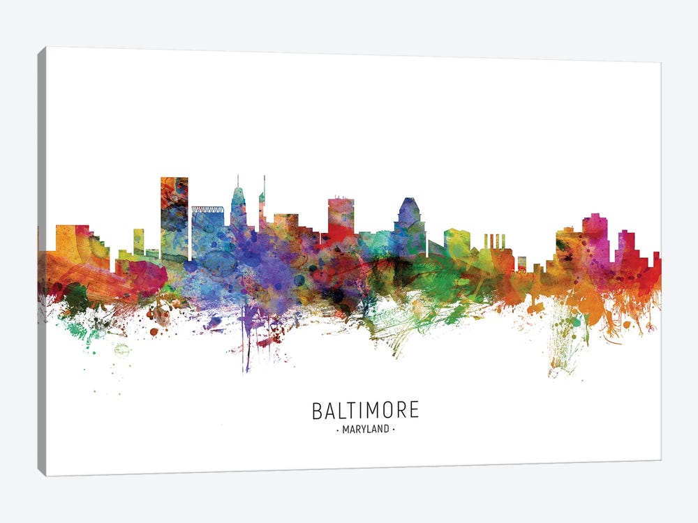 Baltimore Maryland Skyline by Michael Tompsett 1-piece Canvas Art Print