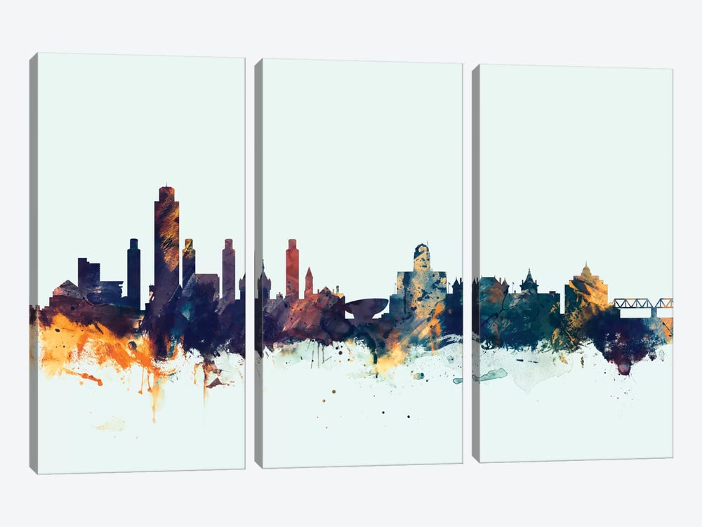 Albany, New York, USA On Blue by Michael Tompsett 3-piece Canvas Wall Art