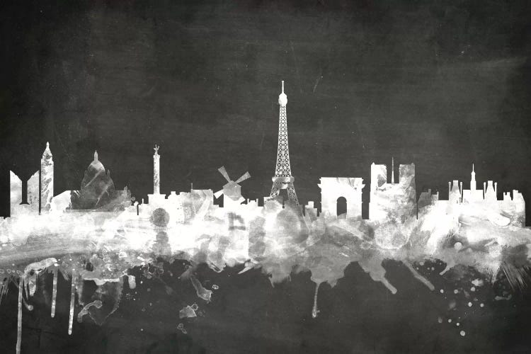 Blackboard Skyline Of  Paris, France