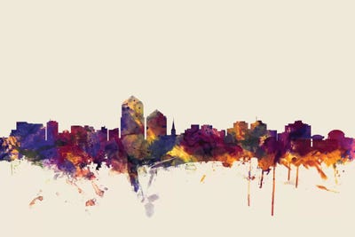 Beige Background Skyline Of Albuquerque, New Mexico, USA by Michael Tompsett framed wall art