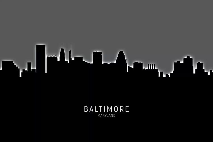 Black On Gray Baltimore Maryland Skyline