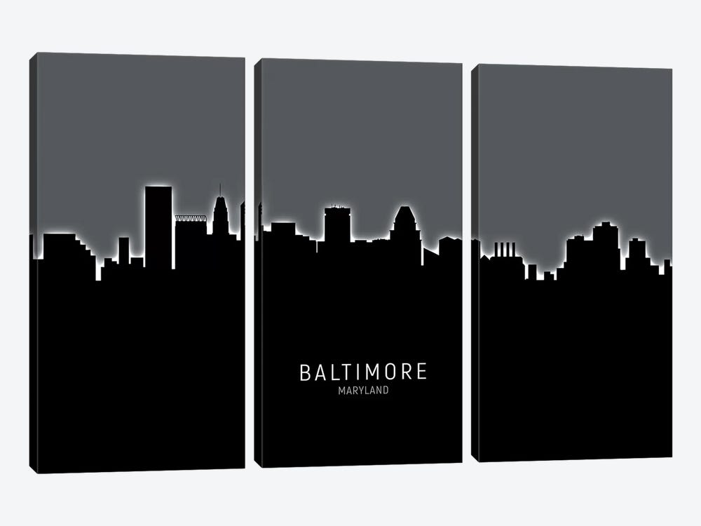 Baltimore Maryland Skyline by Michael Tompsett 3-piece Canvas Wall Art