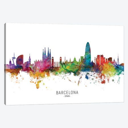 Barcelona Spain Skyline Canvas Print #MTO1802} by Michael Tompsett Canvas Artwork