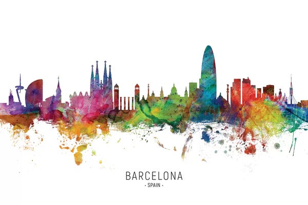 Spain: Color Splash Barcelona Spain Skyline by Michael Tompsett