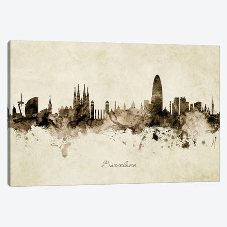 Barcelona Spain Skyline Canvas Print #MTO1803} by Michael Tompsett Canvas Wall Art