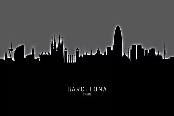 Catalonia: Black On Gray Barcelona Spain Skyline by Michael Tompsett