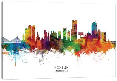 Boston Massachusetts Skyline Canvas Art Print - Scenic & Nature Typography