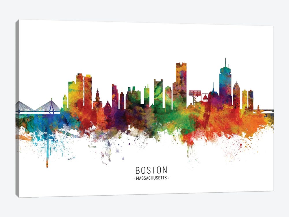 Boston Massachusetts Skyline by Michael Tompsett 1-piece Canvas Artwork
