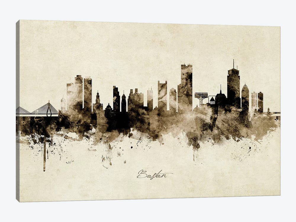 Boston Massachusetts Skyline by Michael Tompsett 1-piece Canvas Art Print