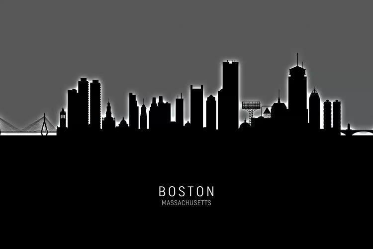 Black On Gray Boston Massachusetts Skyline
