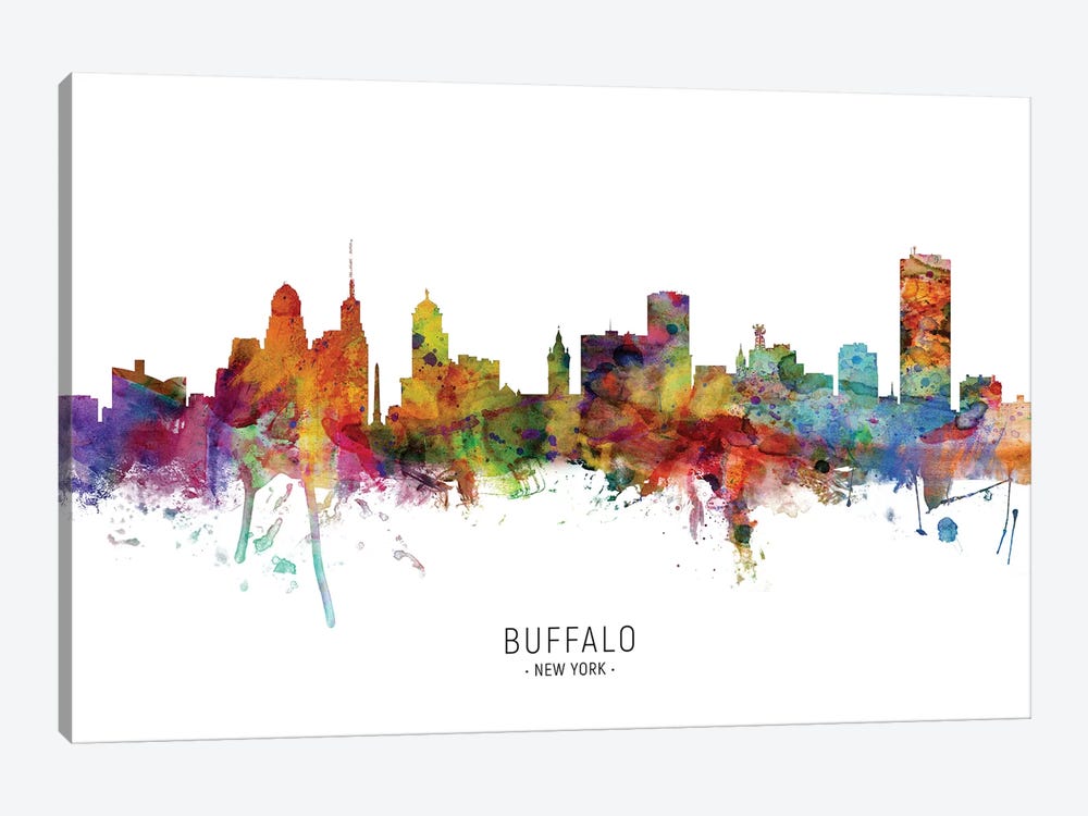 Buffalo New York Skyline by Michael Tompsett 1-piece Canvas Art Print