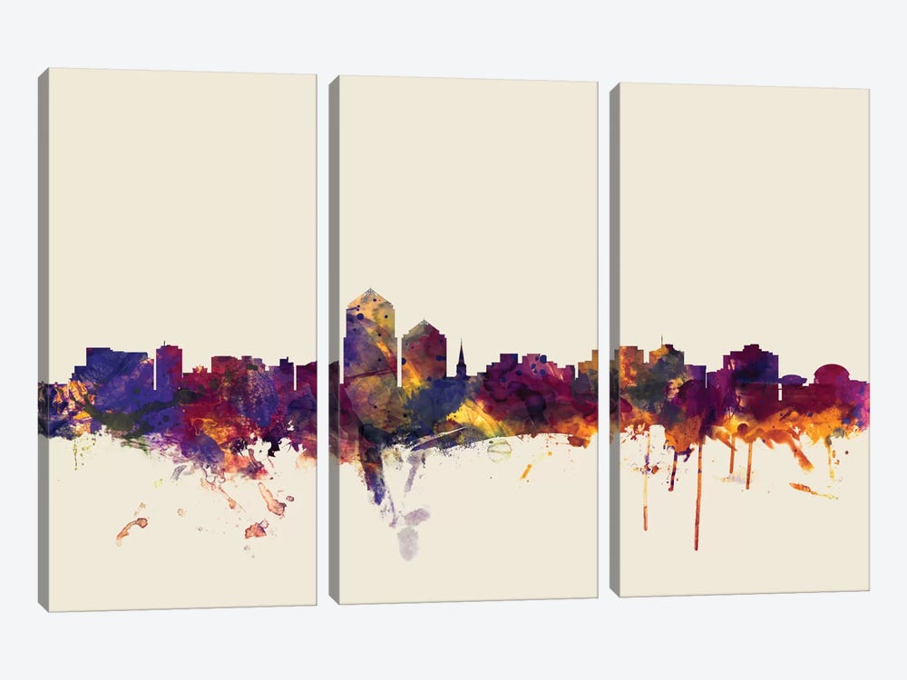 Albuquerque, New Mexico, USA On Beige by Michael Tompsett 3-piece Canvas Wall Art