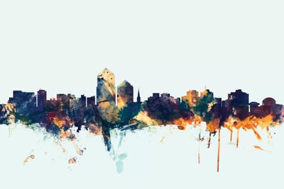 Blue Background Skyline Of Albuquerque, New Mexico, USA by Michael Tompsett framed wall art