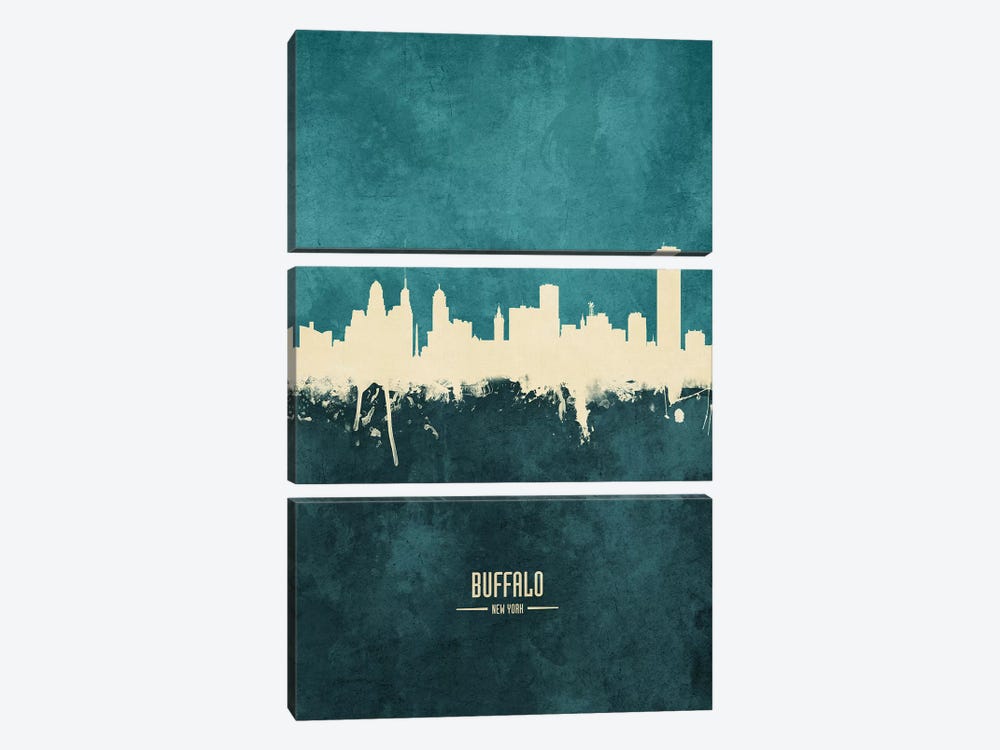 Buffalo New York Skyline by Michael Tompsett 3-piece Canvas Print