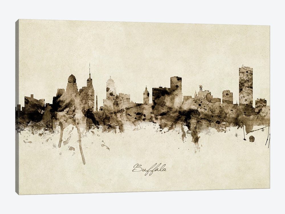 Buffalo New York Skyline by Michael Tompsett 1-piece Canvas Artwork