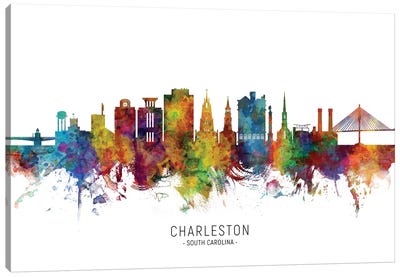 Charleston South Carolina Skyline Canvas Art Print - Scenic & Nature Typography