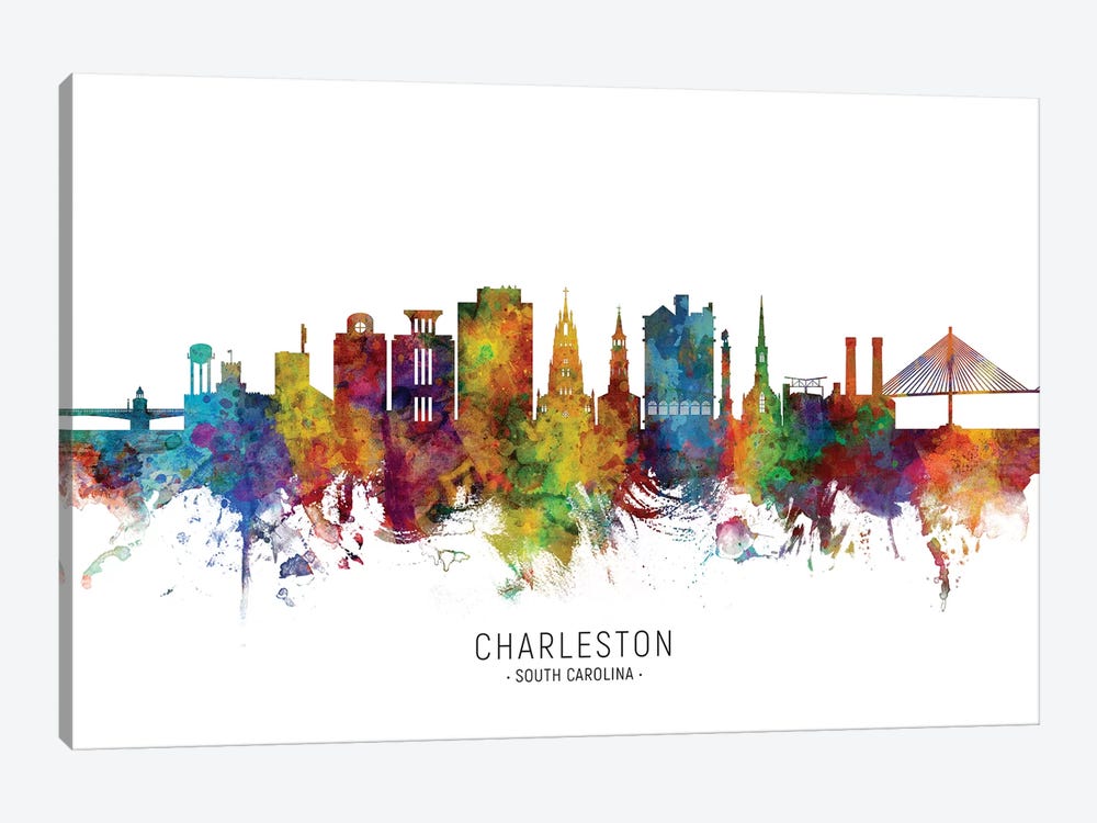 Charleston South Carolina Skyline by Michael Tompsett 1-piece Canvas Wall Art