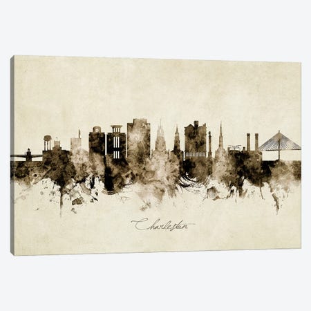 Charleston South Carolina Skyline Canvas Print #MTO1815} by Michael Tompsett Canvas Wall Art