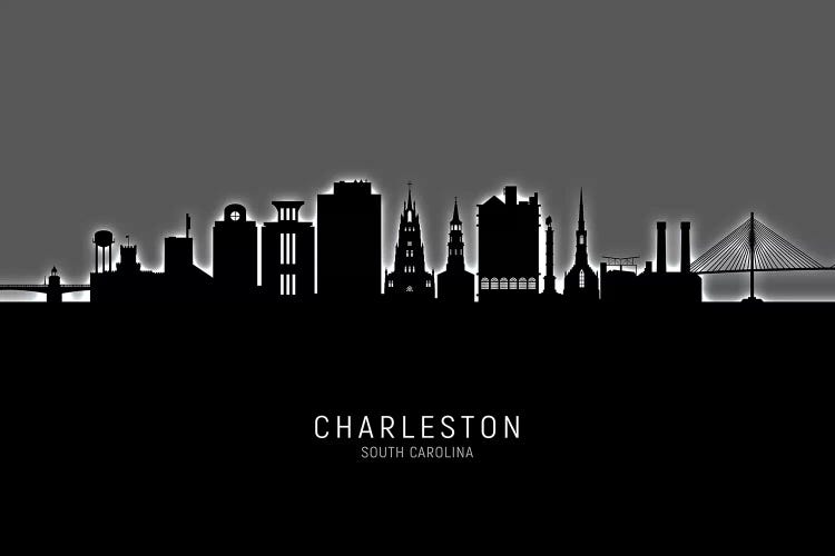 Black On Gray Charleston South Carolina Skyline
