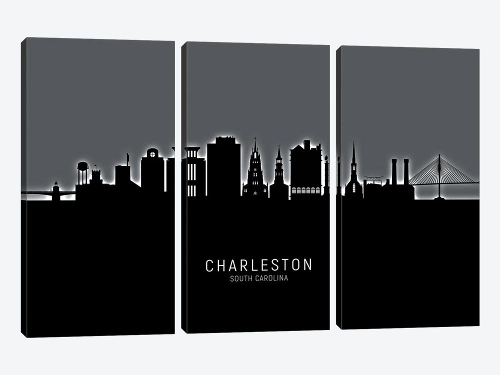 Charleston South Carolina Skyline by Michael Tompsett 3-piece Canvas Print