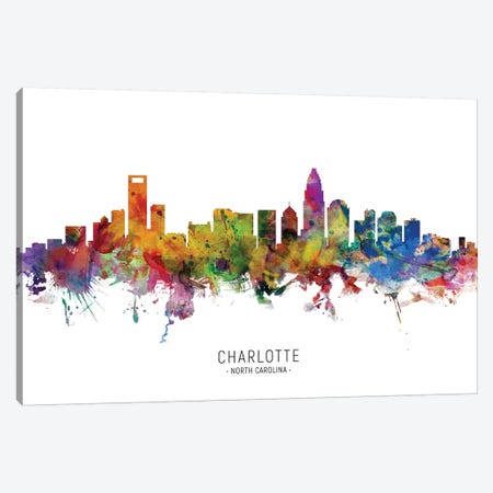 Charlotte North Carolina Skyline Canvas Print #MTO1817} by Michael Tompsett Canvas Art
