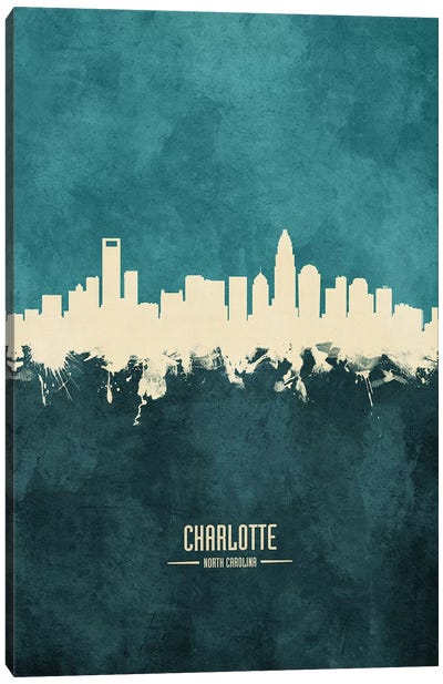 Charlotte North Carolina Skyline Canvas Art Print - Charlotte Art