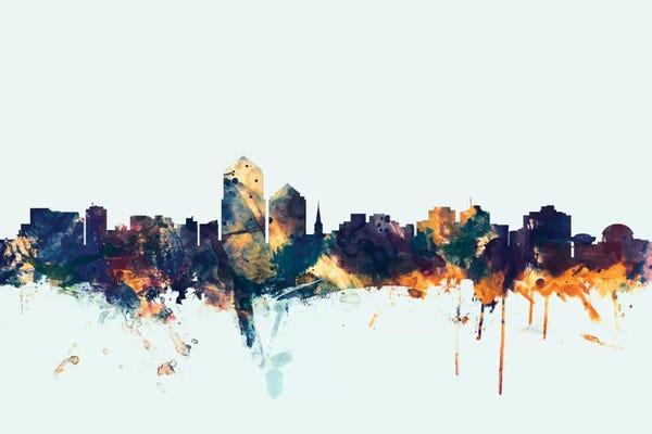 New Mexico: Blue Background Skyline Of Albuquerque, New Mexico, USA by Michael Tompsett