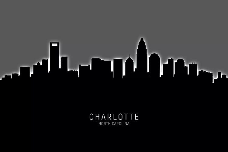 Black On Gray Charlotte North Carolina Skyline