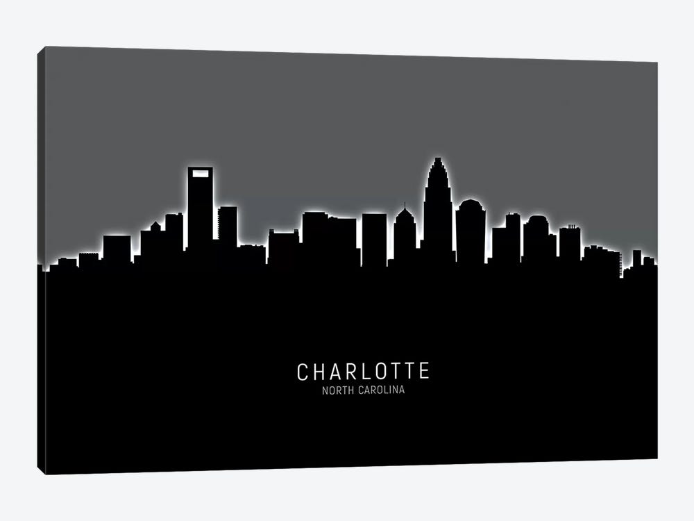 Charlotte North Carolina Skyline by Michael Tompsett 1-piece Canvas Art