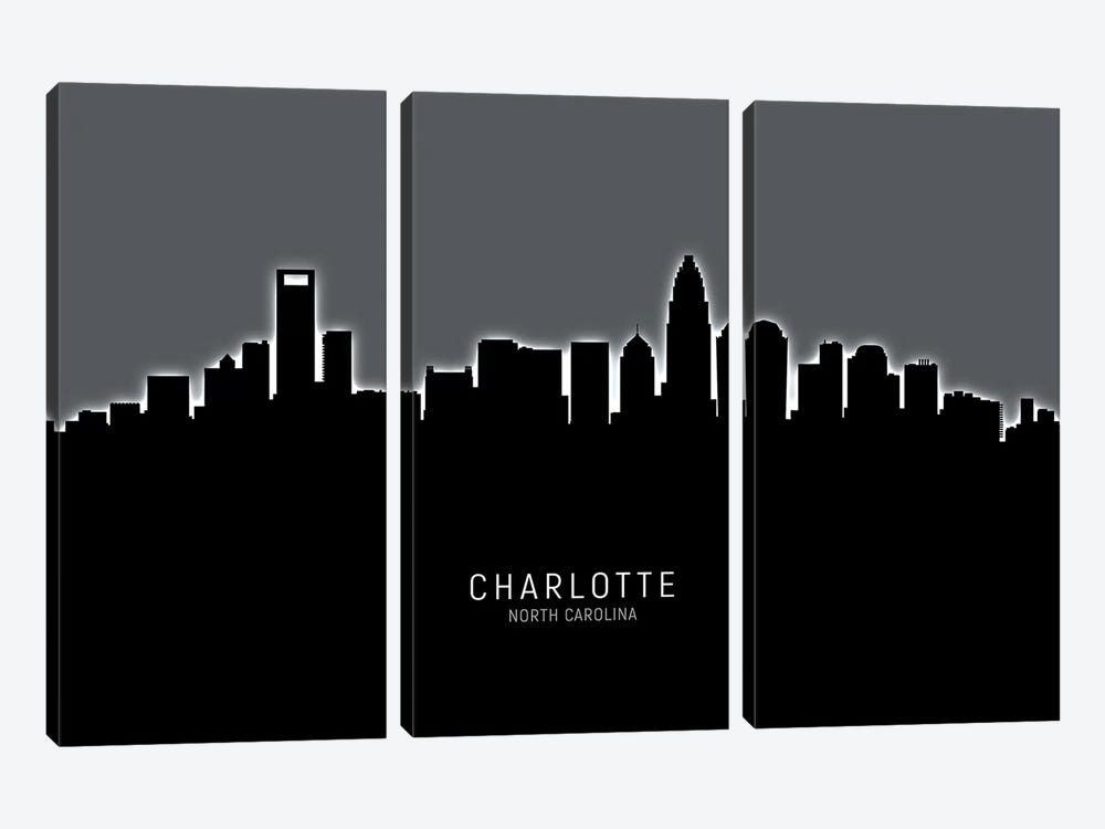 Charlotte North Carolina Skyline 3-piece Canvas Artwork