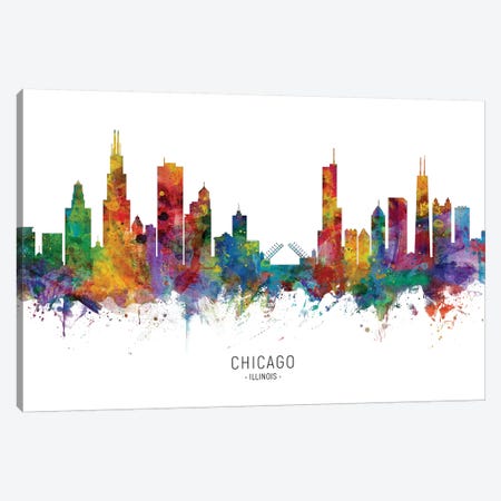 Chicago Illinois Skyline Canvas Print #MTO1822} by Michael Tompsett Canvas Artwork