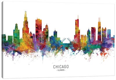 Chicago Illinois Skyline Canvas Art Print - Large Colorful Accents