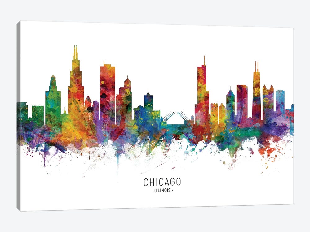 Chicago Illinois Skyline by Michael Tompsett 1-piece Canvas Wall Art