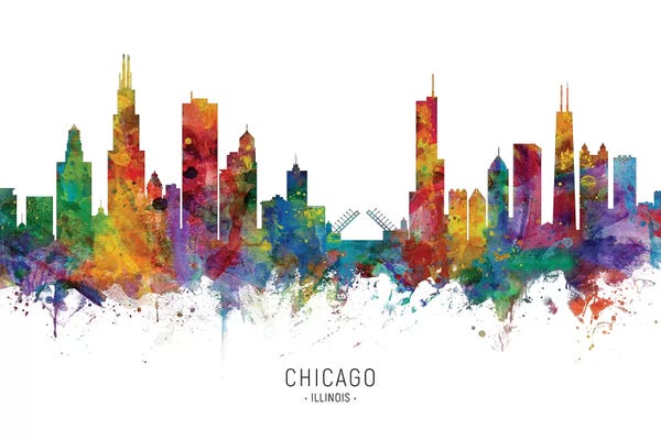 Chicago: Color Splash Chicago Illinois Skyline by Michael Tompsett