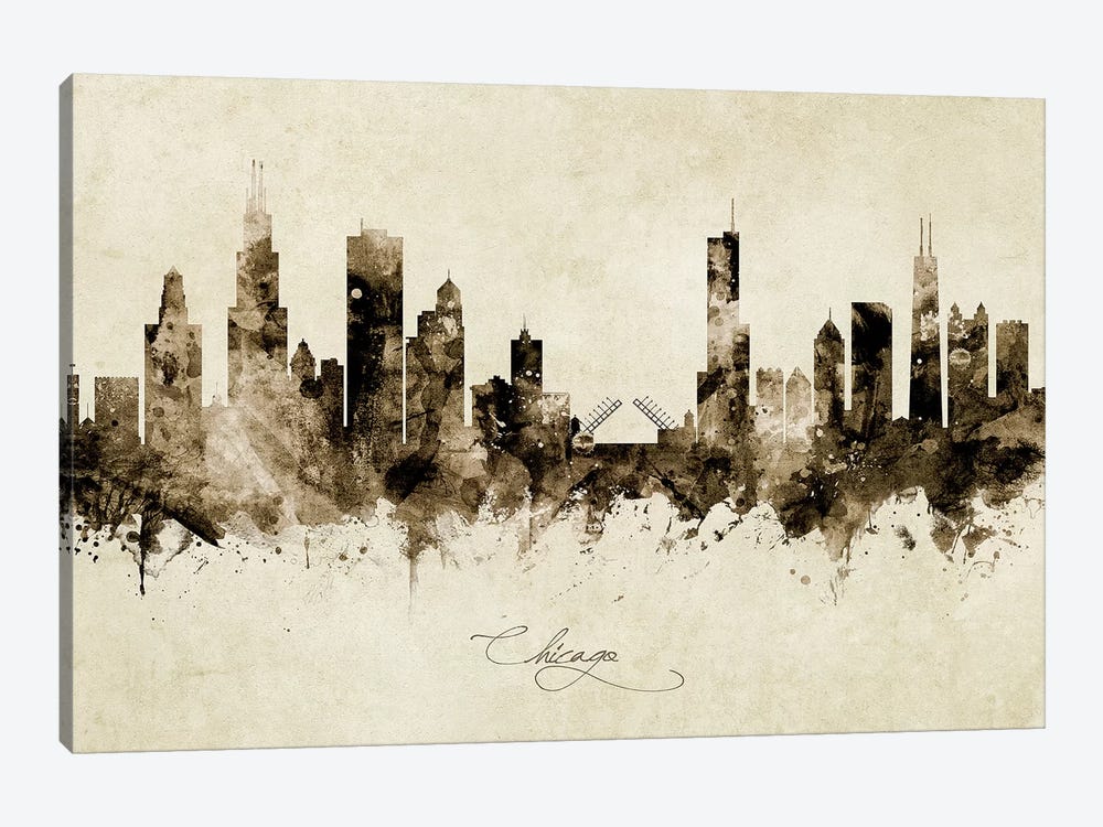 Chicago Illinois Skyline by Michael Tompsett 1-piece Canvas Art Print