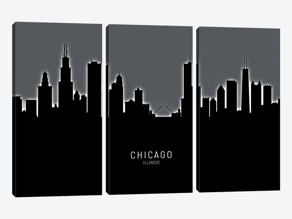 Chicago Illinois Skyline by Michael Tompsett 3-piece Canvas Art
