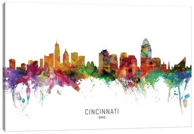 Cincinnati Ohio Skyline Canvas Art Print - Scenic & Nature Typography