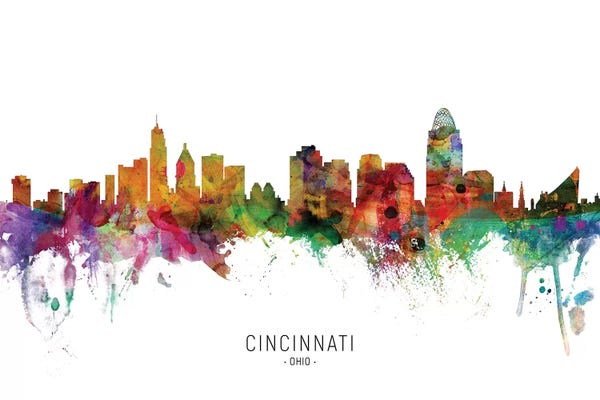 Cincinnati: Color Splash Cincinnati Ohio Skyline by Michael Tompsett