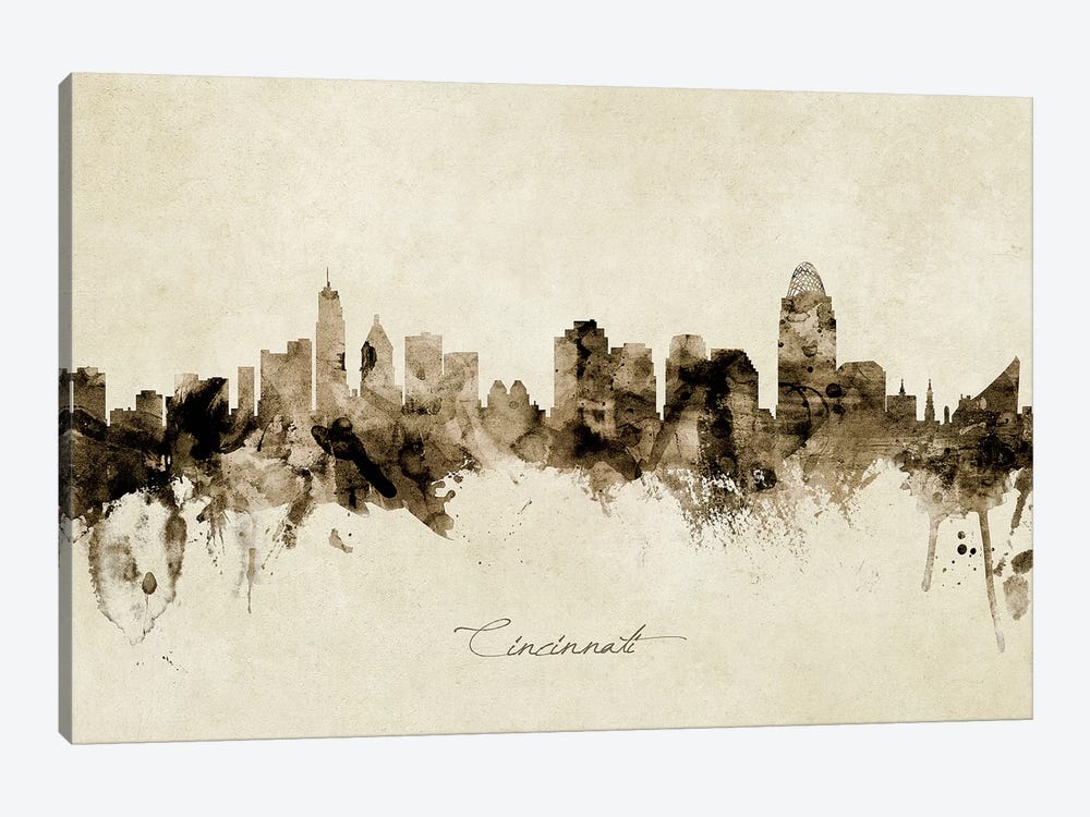 Cincinnati Ohio Skyline by Michael Tompsett 1-piece Canvas Art Print