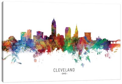 Cleveland Ohio Skyline Canvas Art Print - Scenic & Nature Typography