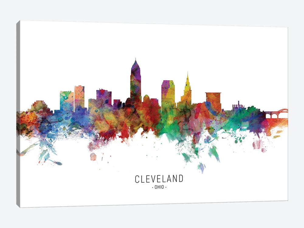 Cleveland Ohio Skyline by Michael Tompsett 1-piece Canvas Print