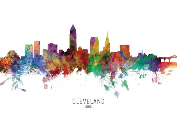 Cleveland: Color Splash Cleveland Ohio Skyline by Michael Tompsett