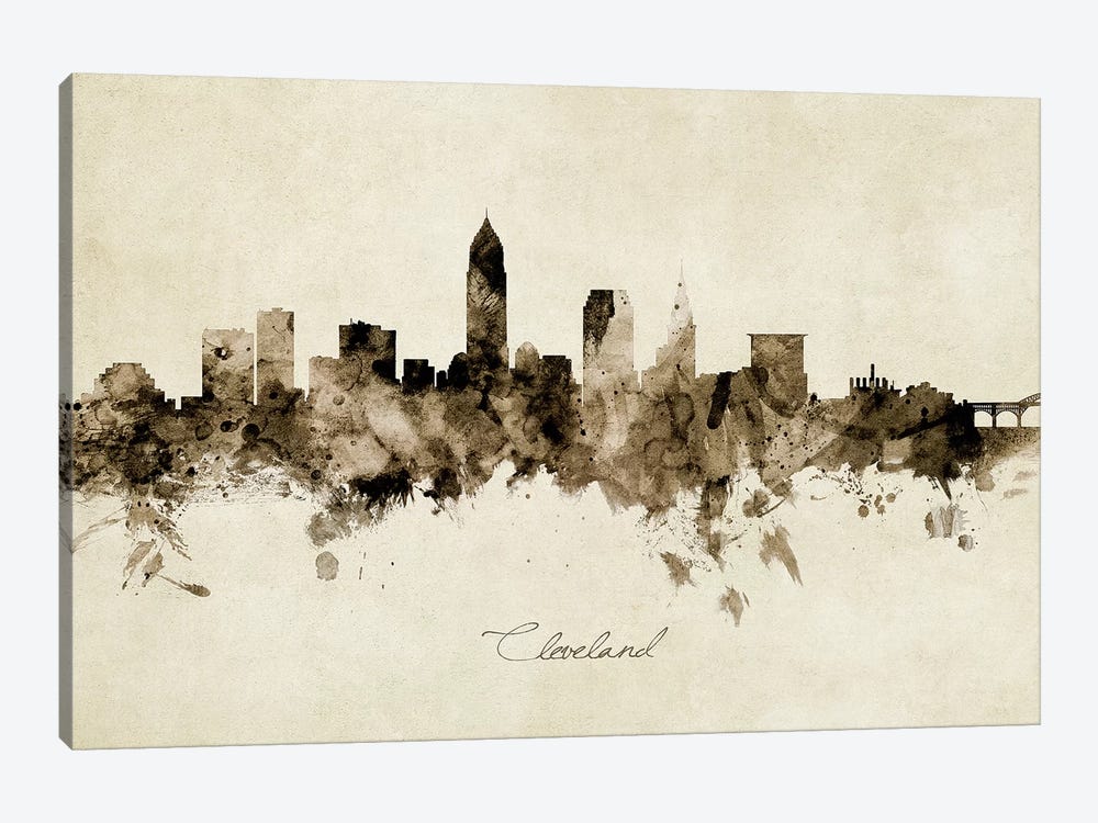 Cleveland Ohio Skyline by Michael Tompsett 1-piece Canvas Art
