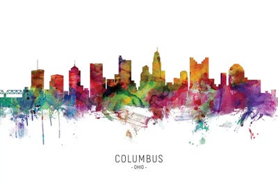 Color Splash Columbus Ohio Skyline by Michael Tompsett framed canvas print