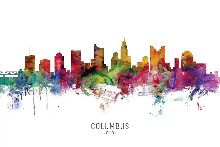 Color Splash Columbus Ohio Skyline by Michael Tompsett wall art
